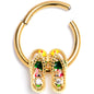 16G 3/8 Clear Gem Gold Tone Beach Sandal Hinged Segment Ring