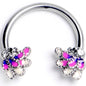 16G 3/8 Clear Gem Peacock Purple Horseshoe Circular Barbell