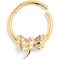 16G 3/8 Clear Gem Gold Tone Dragonfly Deluxe Hinged Segment Ring
