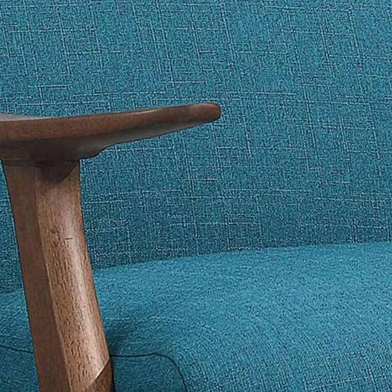 Blue Elle Accent Chair With Linen Upholstery Retro Style