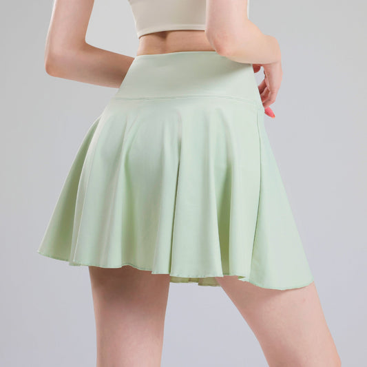 Tennis skirt women's yoga white badminton pleated skirt quick drying anti glare half skirt
