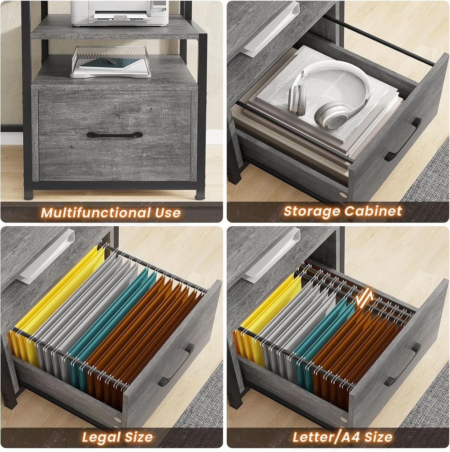 66 Inch Home Office Desk With File Drawer For Computer