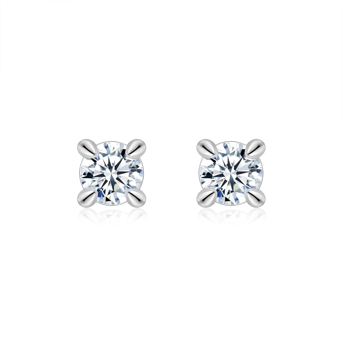 S925 Sterling Silver Moissanite Stud Earrings, 0.5&2ct D-VVS1 4-Prong Basket Pave With Screw Backs, GRA Certificate Gift Box
