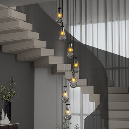 Chandelier 7-Light Pendant Adjustable Black Living Room Foyer Stairwell