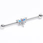 14G Aurora CZ Gem Understated Dragonfly Industrial Barbell 38mm