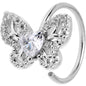 20G 5/16 Clear CZ Gem Butterfly Delight Nose Hoop