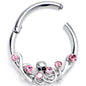 16G 3/8 Pink Gem Scrolling Elegance Hinged Segment Ring