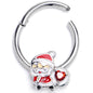 16G 3/8 Red Gem Santa Bag Heart Hinged Segment Ring