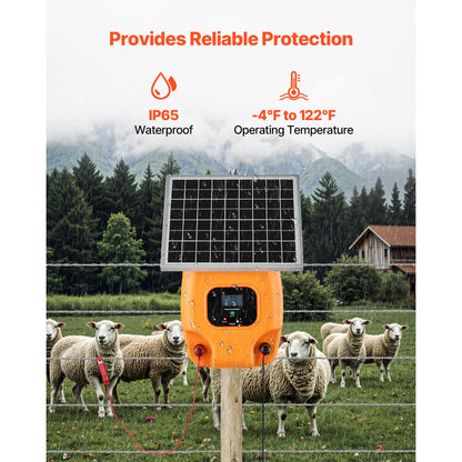 Solar Electric Fence Charger 0.3J 8kV for Livestock 1.86 Miles