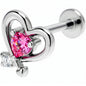 16G 5/16 Pink CZ Gem Internally Threaded Wrapped Heart Labret
