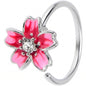 20G 5/16 Clear Gem Perfect Pink Flower Nose Hoop