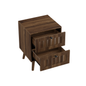 Double Drawer Bedside Table, Solid Wood Legs, Walnut, 15.75x15.75 in, 2-Pack