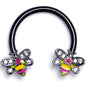 16G 3/8 Clear CZ Gem Black Bright Bee Beauty Horseshoe
