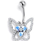 Clear Gem Fabulous Butterfly Blue Belly Ring