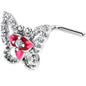 20G 7mm Clear Gem Fabulous Butterfly Pink L Shape Nose Ring