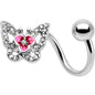 Clear Gem Fabulous Butterfly Pink Spiral Twister Belly Ring