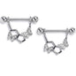 14G 9/16 Clear Gem Hexagon Butterfly Dangle Nipple Ring Set