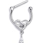 16G 5/16 Clear CZ Gem Asymmetrical Heart Dangle Cartilage Clicker