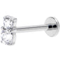 16G 3/8 Clear Gem G23 Titanium Threadless Push In Labret Tragus