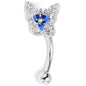 16G 5/16 Clear Gem Fabulous Butterfly Blue Curved Eyebrow Ring