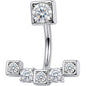 Clear CZ Gem Blocky Arch Double Mount Belly Ring