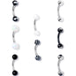 16G 5/16 Clear Gem Mix Black White Curved Eyebrow Ring Set of 8