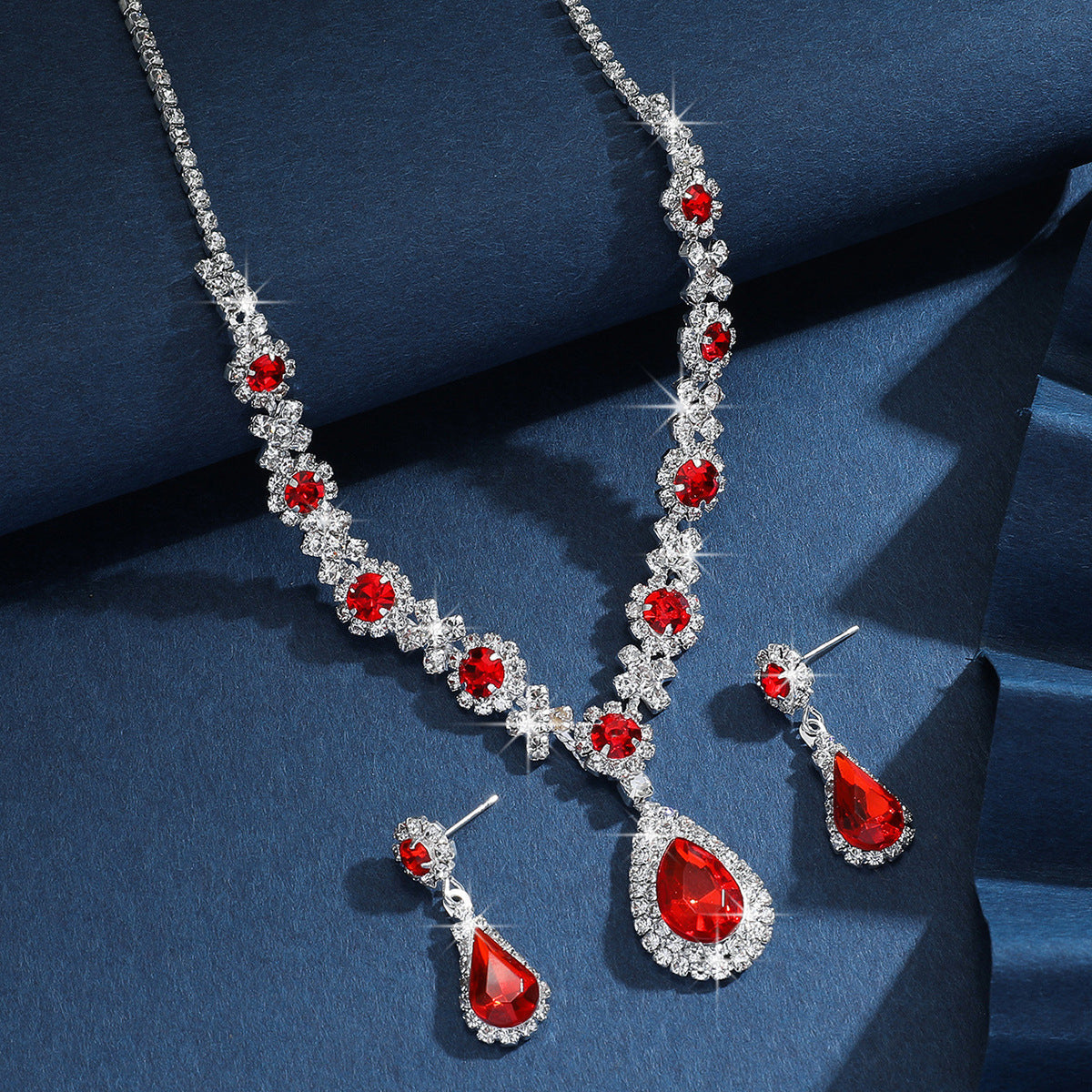 Bridal Jewelry Womens Set Cross-border European And American Crystal Water Drop