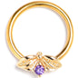 16G 3/8 Purple Gem Gold Tone Beauty Bug Insect BCR Captive Ring