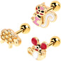 16G 1/4 Gold Tone Pretty Critters Cartilage Tragus Earring Set of 3