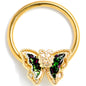16G 3/8 Vitrail Gem Gold Tone Classic Butterfly BCR Captive Ring