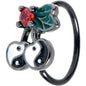 20G 5/16 Red CZ Gem Black Yin Yang Cherry Nose Hoop