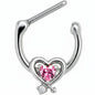 16G 5/16 Pink CZ Gem Wrapped in Heart Cartilage Clicker