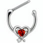 16G 5/16 Red CZ Gem Wrapped in Heart Cartilage Clicker