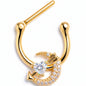 16G 5/16 Clear CZ Gem Gold Tone Moon Lover Cartilage Clicker