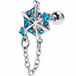 16G 1/4 Blue Gem Spiderweb Chain Dangle Cartilage Tragus Earring