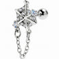 16G 1/4 Clear Gem Spiderweb Chain Dangle Cartilage Tragus Earring