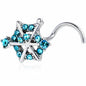 20G 7mm Blue Gem Spiderweb Goth Left Side Nose Screw