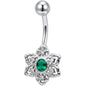Clear Green Gem Blooming Beauty Flower Belly Ring