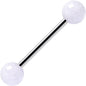 Shimmer White Ends Barbell Tongue Ring