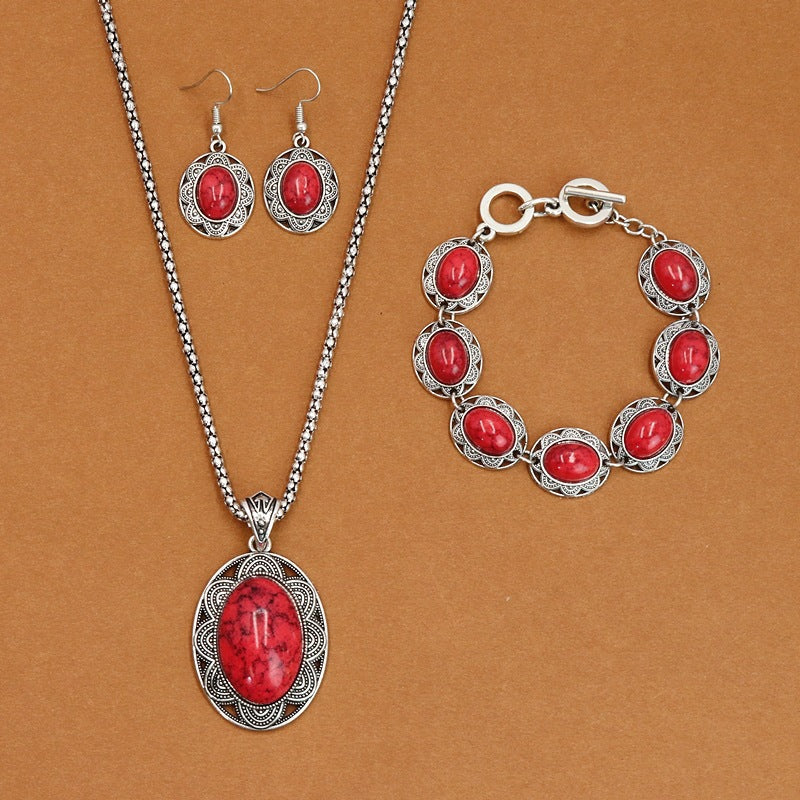 European And American Ethnic Bohemian Turquoise Necklace For Women