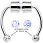 Blue Gem Magnetic Septum Ring Horseshoe Non-Pierced Fake Nose Ring