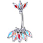 Clear Aurora Gem Fashion Fan Double Mount Belly Ring