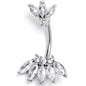 Clear Gem Fashion Fan Double Mount Belly Ring