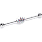 14G Aurora Gem Fashion Fan Industrial Barbell 38mm
