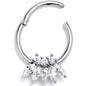 16G 3/8 Clear Gem Fashion Fan Hinged Segment Ring