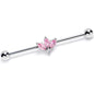14G Pink Gem Fashion Fan Mini Industrial Barbell 38mm