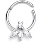 16G 3/8 Clear Gem Fashion Fan Mini Hinged Segment Ring