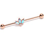 14G Aurora Gem Rosy Tone Fashion Fan Mini Industrial Barbell 38mm