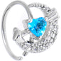 20G 5/16 Blue CZ Gem Moon Lover Nose Hoop
