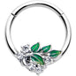 16G 3/8 Clear CZ Gem Morning Leaves Hinged Segment Ring